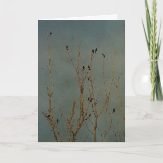 Carte Oiseaux dans un arbre, Anniversaire (Devant)
