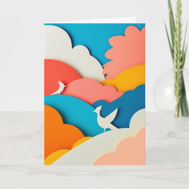 Carte Oiseaux dans un ciel stratifié (Devant)