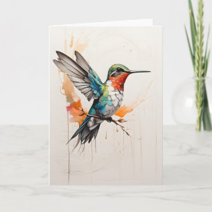 Carte Oiseaux de colibri étalés en blanc