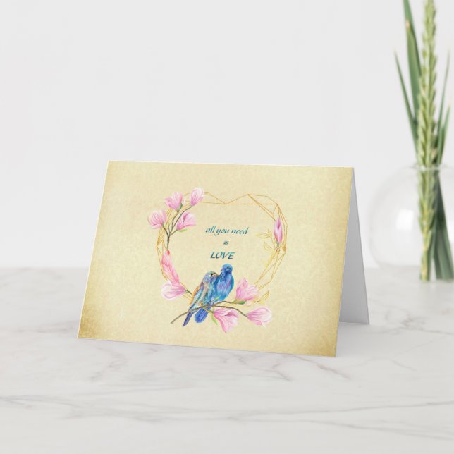 Carte Oiseaux de l'amour dans la Saint-Valentin du cœur (Devant)