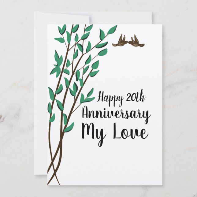 Carte Oiseaux de l'amour et branches d'anniversaire Tout (Devant)