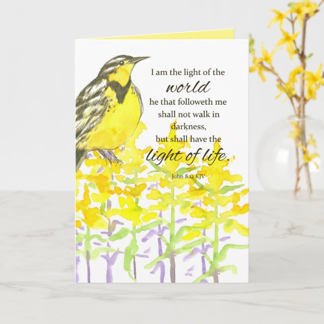 Carte Oiseaux De Meadowlark Écriture John Light Du Monde (Fleur jaune)