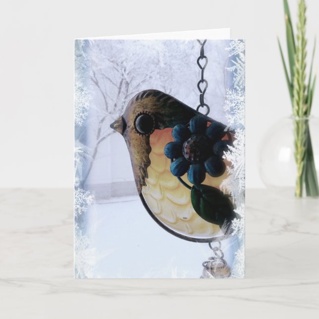 Carte Oiseaux en attente du printemps (Devant)