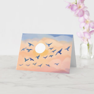 Carte Oiseaux en vol Coucher de soleil Nature Aquarell