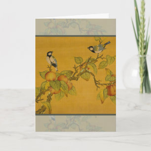 Carte Oiseaux et fruits chinois orientaux