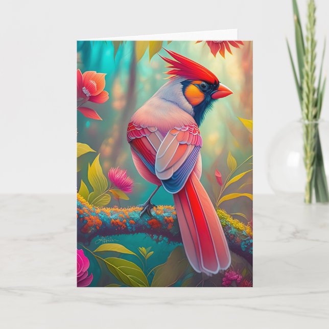 Carte Oiseaux Fantastiques Cardinal Mâle (Devant)