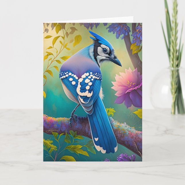 Carte Oiseaux Fantastiques Geai Bleu (Devant)