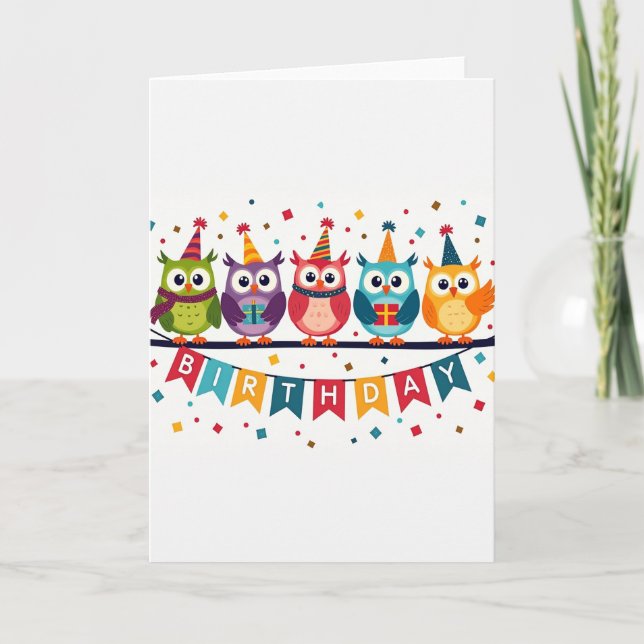 Carte Oiseaux Fête Joyeuse (Devant)