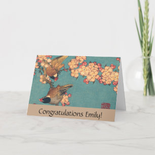 Carte Oiseaux Fleurs Hokusai Art Japonais