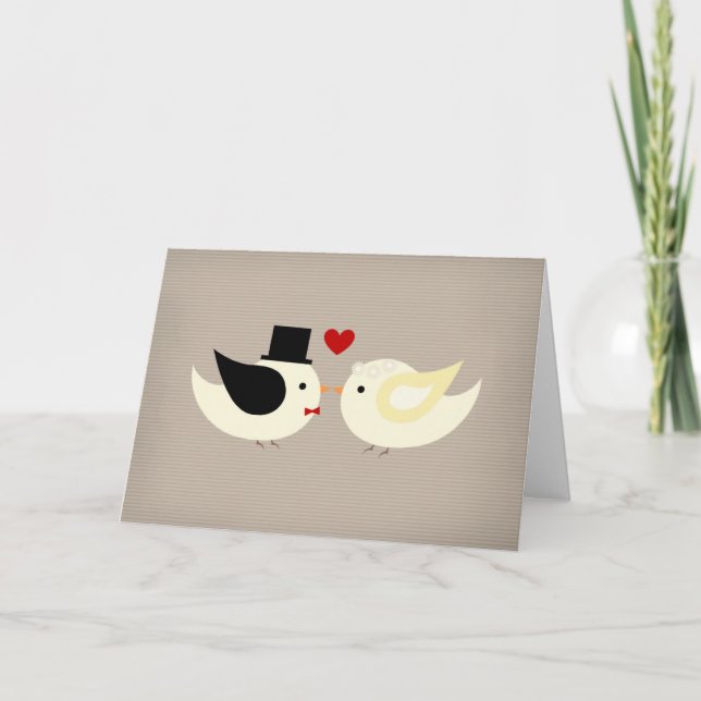 Carte Oiseaux jaunes canari mariés (Devant)
