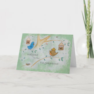 Carte Oiseaux mignons dans un arbre Nouveau voisin