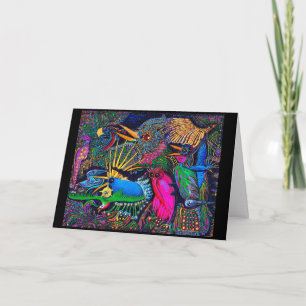 Carte Oiseaux présages tropicaux colorés Art en marge Sa