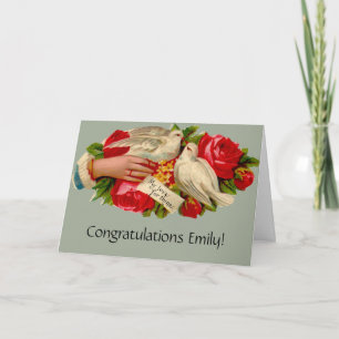 Carte Oiseaux vintage amour victorien colombe art classi