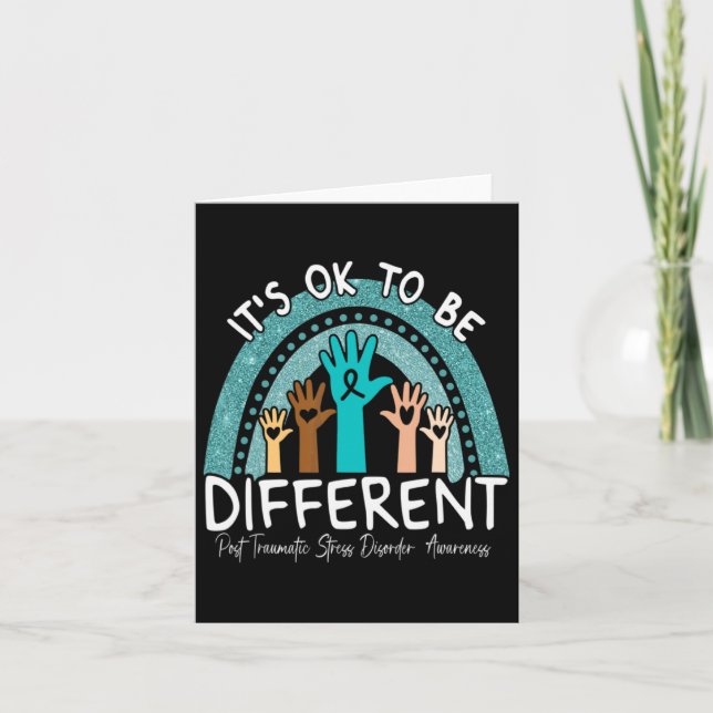 Carte Ok Be Different Rainbow Turquoise Ribbon Warrior P (Devant)