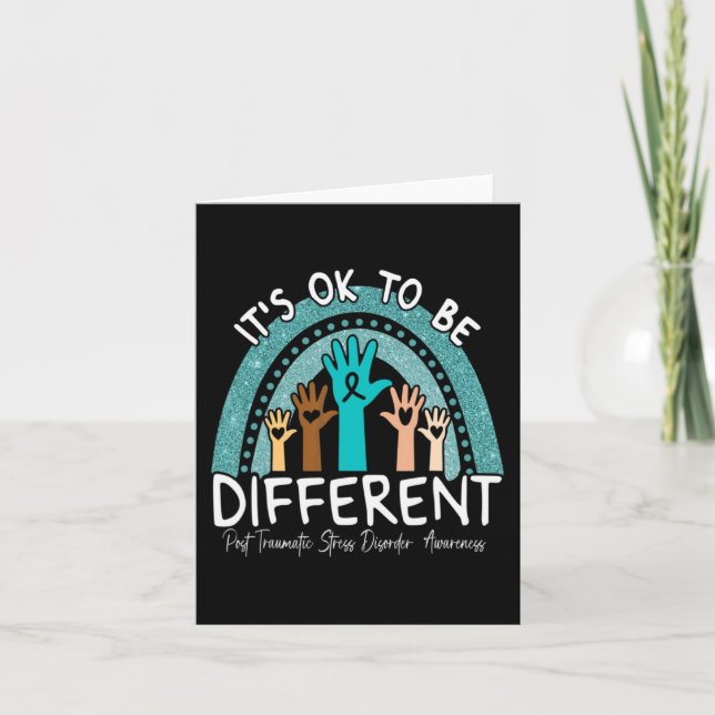 Carte Ok Be Different Rainbow Turquoise Ribbon Warrior P (Devant)