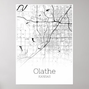 Carte Olathe - Kansas - Poster de la carte de la v