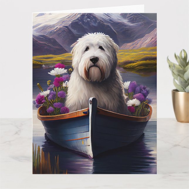 Carte Old English Sheepdog sur Paddle : Une aventure Pit (Petite plante)
