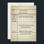 Carte Old Library 80th Birthday Party<br><div class="desc">Modèle de carte de bibliothèque publique rétro avec dates estampillées dans le style de police rétro estampillé pour la fête du 80e anniversaire. L'âge d'anniversaire peut être modifié. Tout le texte est modifiable.</div>