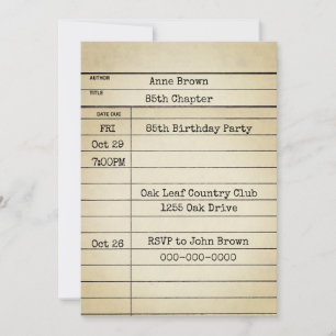 Carte Old Library 85th Birthday Party