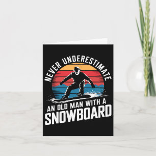 Carte Old Man Snowboard Amant Humour Design Drôle Neige