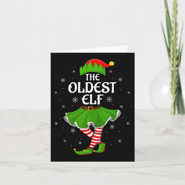 Carte Oldest Elf Christmas Family Girls Women Elf Squad  (Devant)