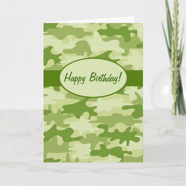 Carte Olive Green Camo Camouflage Happy Birthday Custom (Devant)