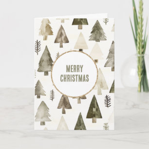 Carte Olive Green Noël Arbres Gold Parties scintillant C