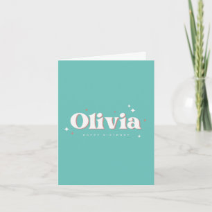Carte Olivia Joyeux Anniversaire Turquoise Clair