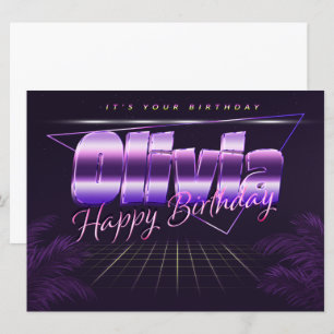 Carte Olivia Nom Prénom lila retro