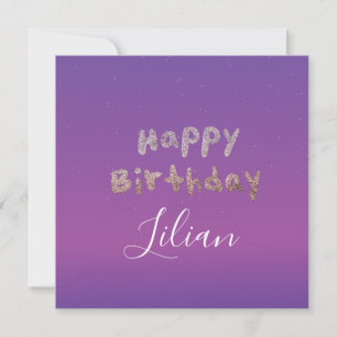 Carte Ombré  lettrage à bulles pailleté Joyeux Anniversa