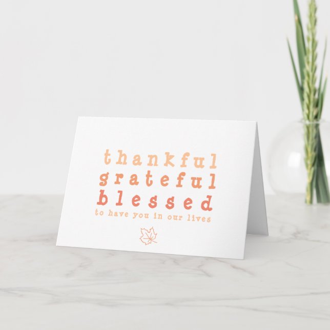 Carte Ombre Merci Grateful Blessé Photo Thanksgiving (Devant)
