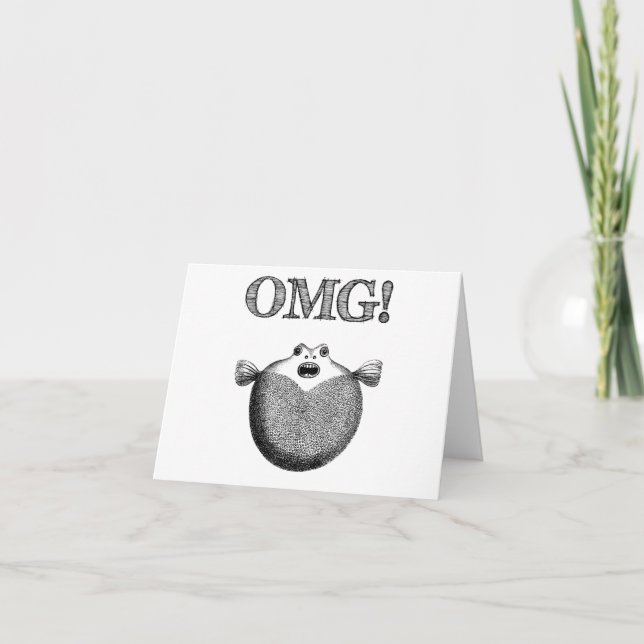 Carte OMG Cute and Funny Illustrated Fish Note Car (Devant)
