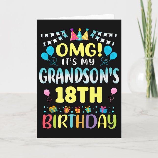 Carte Omg Its My Grandsons 18th Birthday Sweet 18 Years  (Devant)