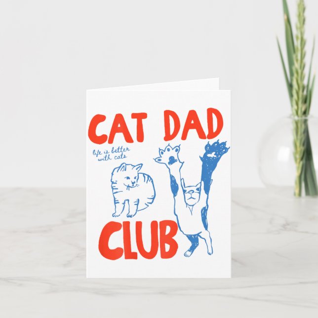 Carte (on Back) Cat Dad Club Life Is Better With Cats Fa (Devant)