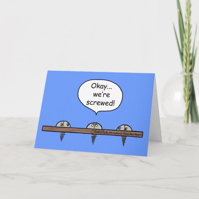 Carte On est vissés ! dessin animé - Trois vis (Devant)