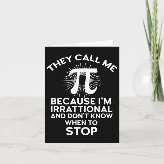 Carte On M'Appelle Pi Funny Math Enseignant Geek 3.14 Pi (Devant)