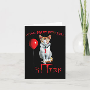 Carte On Meow Clown Cat Kitten Halloween Drôle mignon