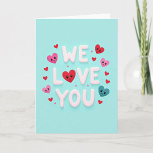 Carte « On vous aime » cœur rose