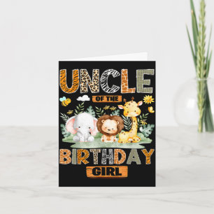 Carte Oncle de la fille d'anniversaire safari jungle sau