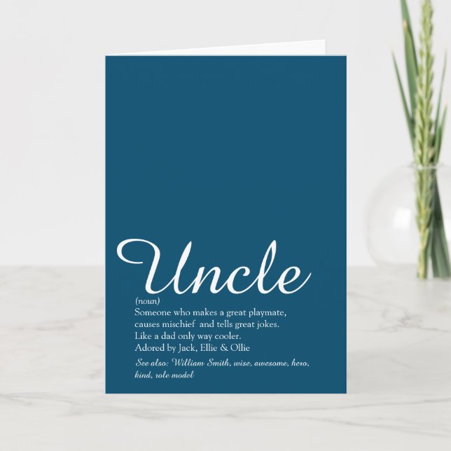 Carte Oncle, Définition de Funcle Script Bleu Amusant (Devant)