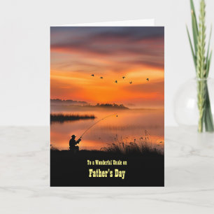 Carte Oncle Happy Fête des pères pêche coucher de soleil