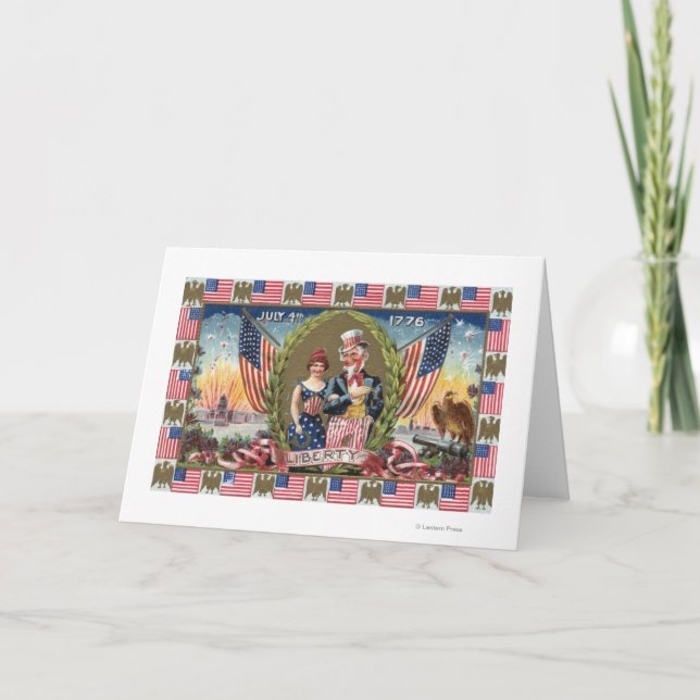 Carte Oncle Sam et Lady Liberty (Devant)
