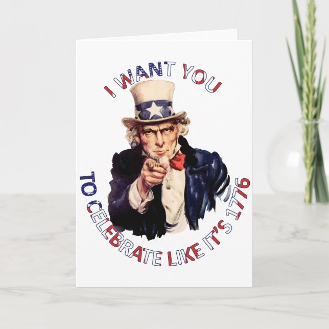 Carte Oncle Sam, je veux que vous célébriez comme si c'é (Devant)