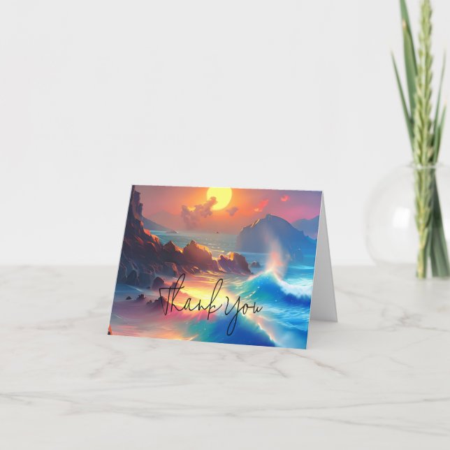 Carte Ondes océaniques aquarelle personnalisables (Devant)