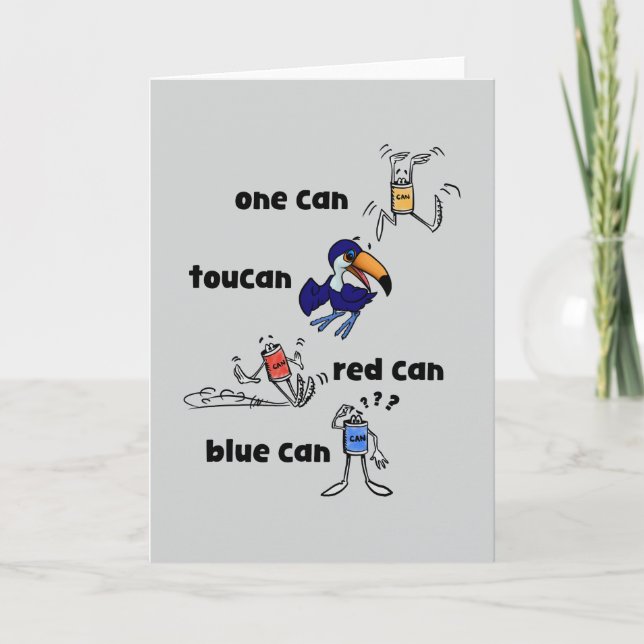 Carte One Can Toucan Red Can Blue Can Card (Devant)