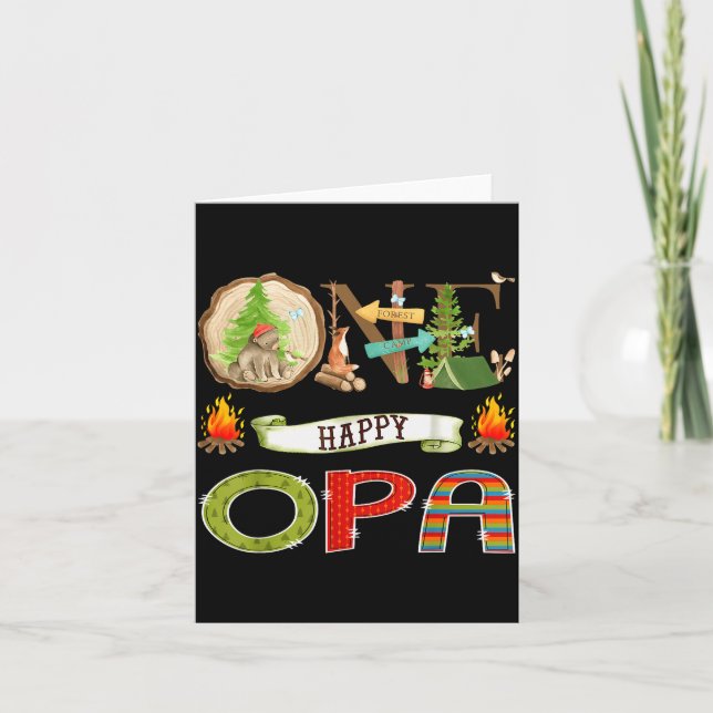 Carte One Happy Opa Camper 1st Birthday Camng Bear  (Devant)