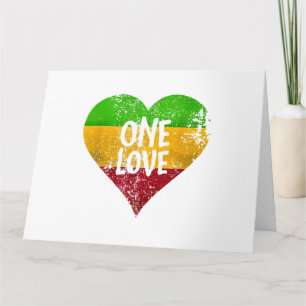 Carte One Love Rastafari T-Shirt Jamaïque Retro Vintage 
