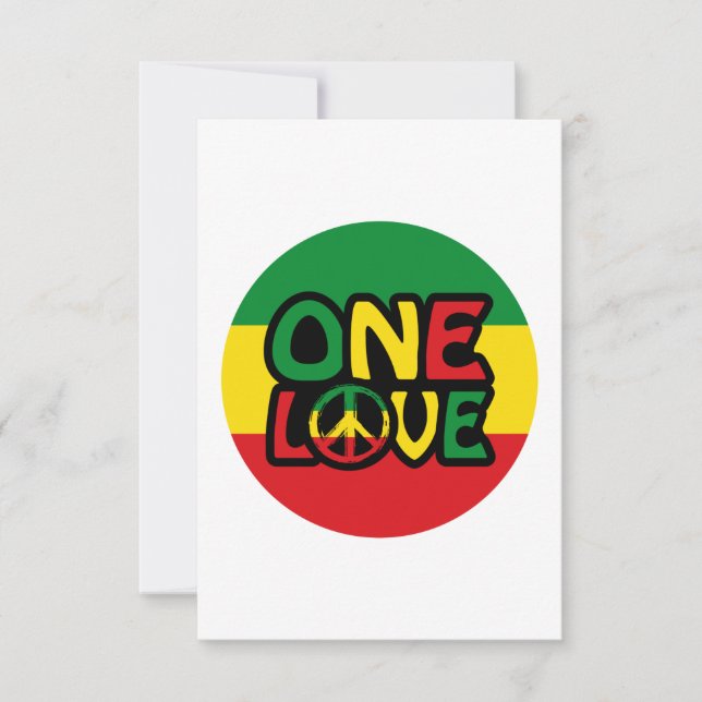 Carte One Love, Reggae design with reggae colors (Devant)