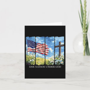 Carte One Nation Under God Cross Usa Flag Faith Christia