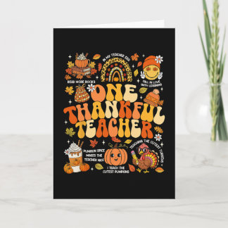 Carte One Thankful Teacher Thanksgiving Groovy Fall Autu